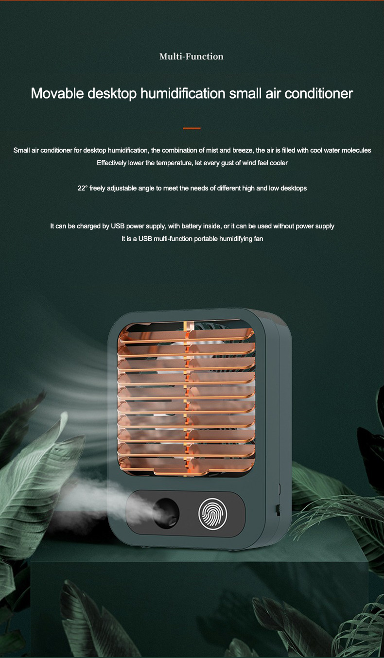 Bakeey 2021 Mini Portable Handheld  Fan Air Conditioner Humidifier Rechargeable Mist Spray Summer Cooling Fan for Outdoor