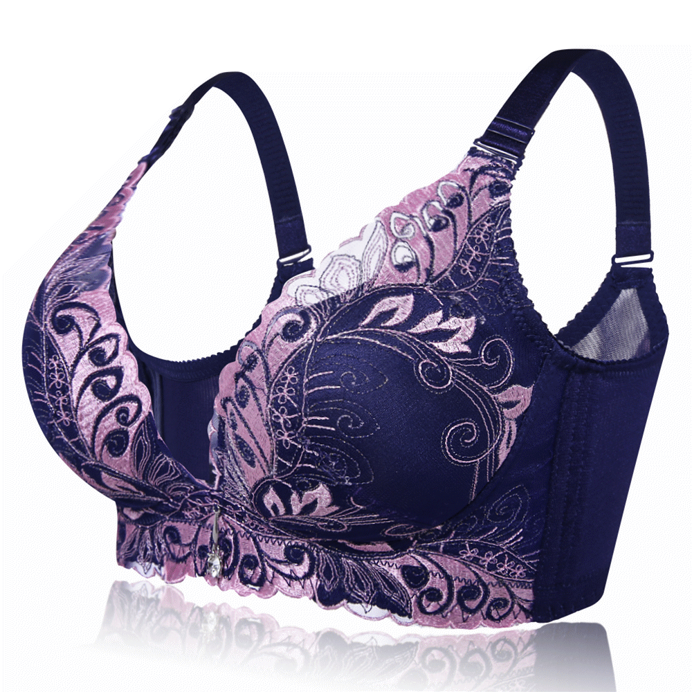 Banggood Deep Plunge Lace Embroidery Back Shaping Gahther Wireless Bra