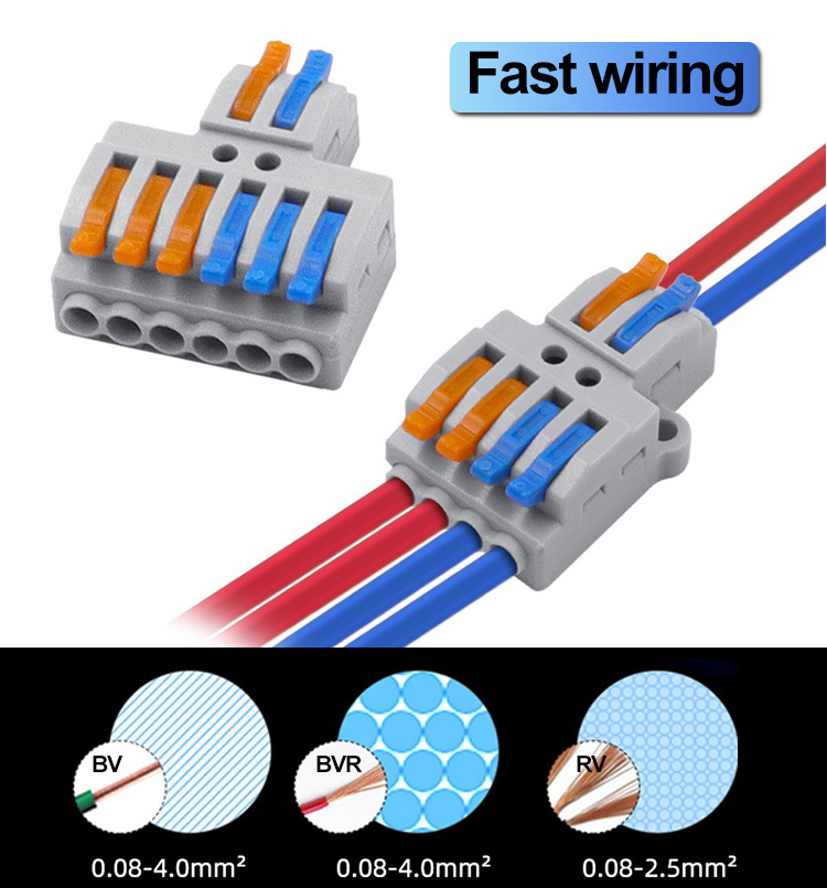 LUSTREON KV-313 Mini Fast Wire Connector Universal Wiring Cable Connector Push-in Conductor Terminal Block 3 In 3 Out