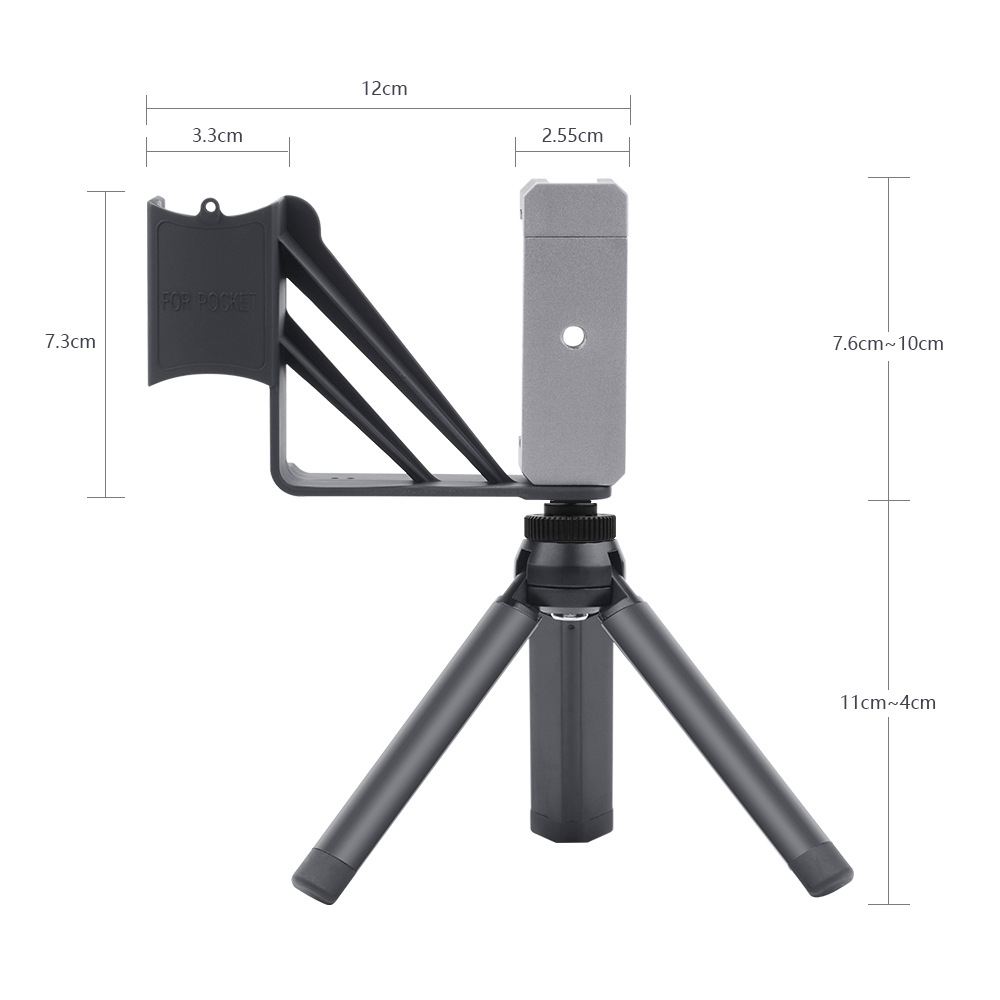 OSMO Pocket Accessories Smartphone Cold Shoe Mount with Tripod Expansion Bracket 1/4 Inch Adapter for DJI Gimbal LED Microphone - Photo: 4