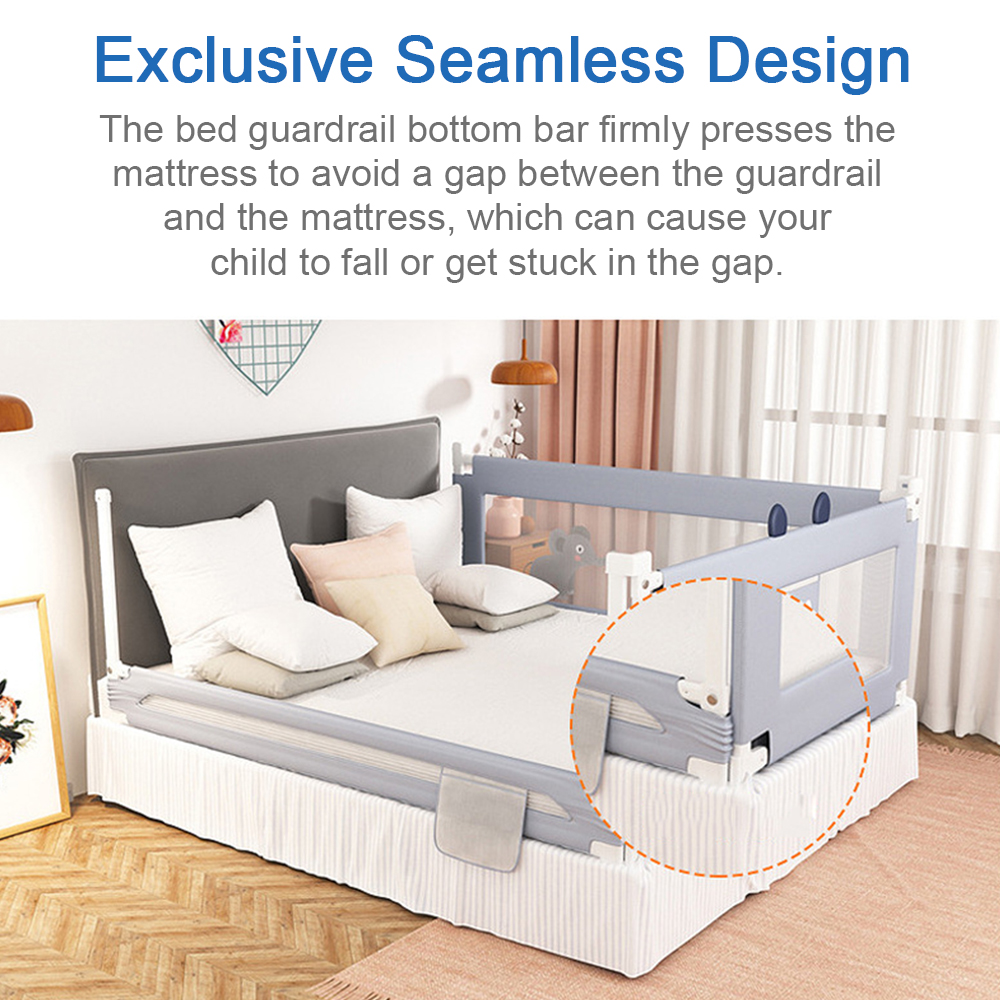 Bed Rails for Toddlers, New Upgraded Extra Long Bed Guardrail for Kids Great Fit for Twin, Double, Full-Size Queen & King Mattress
