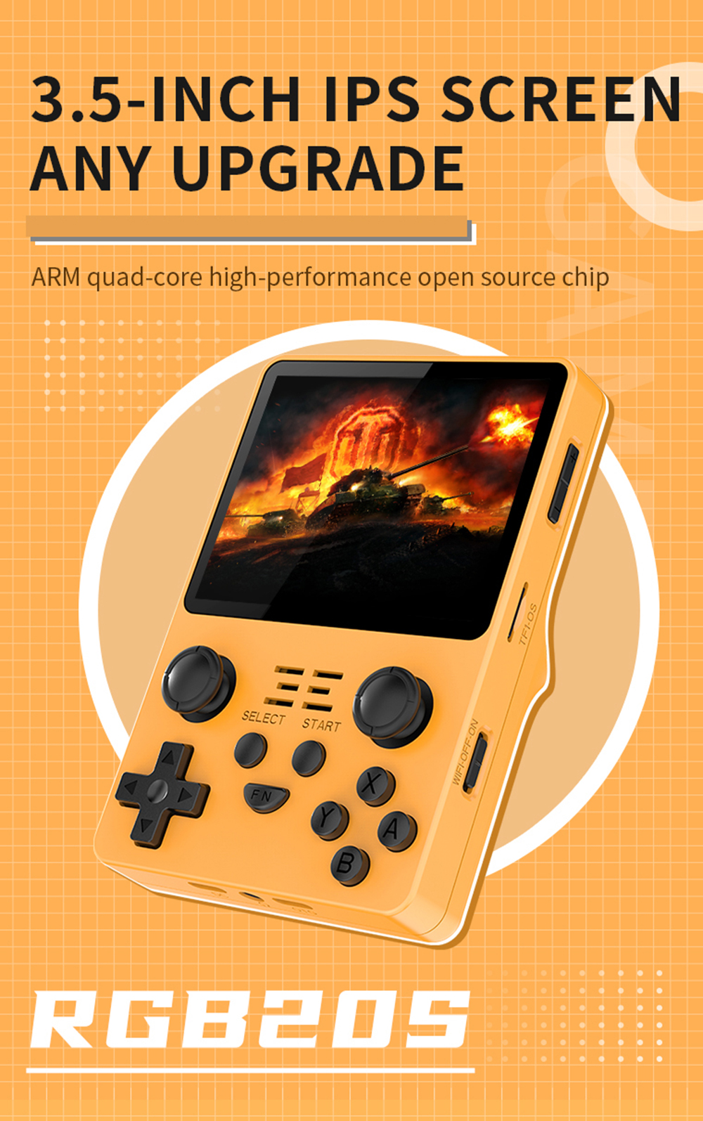 Powkiddy RGB20S 80GB 15000 Games Retro Handheld Game Console for NDS MAME MD N64 PS1 FC 3.5 inch IPS HD Screen Portable Linux System Pocket Video Game Player