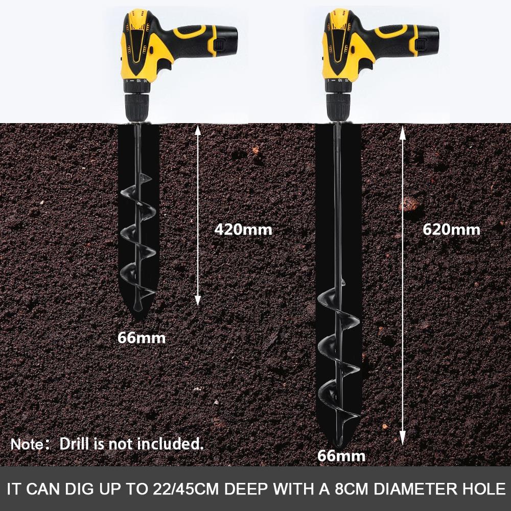 66x420/66x620mm Garden Auger Small Earth Planter Drill Bit Post Hole Digger Earth Planting Auger Drill Bit for Electric Drill