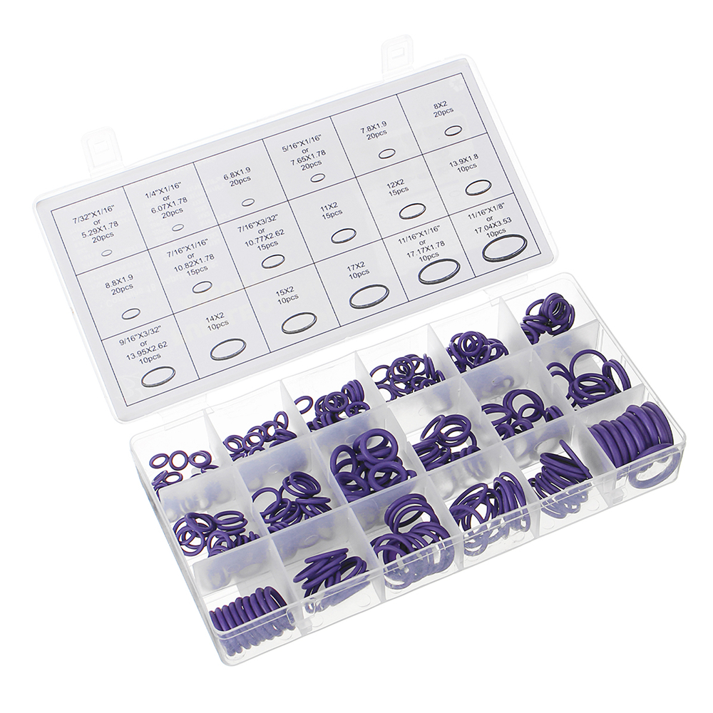 270pcs 18 Sizes Rubber Ring Hydraulic Nitrile Seals Purple Rubber O Ring Assortment Kit 9