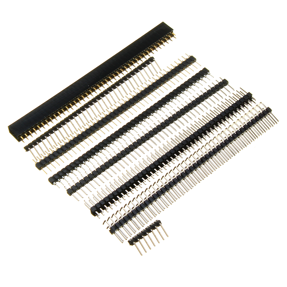 40Pcs 8 Kinds 2.54mm Breakaway PCB Board 40 Pin Male And Female Pin Header Connectors Kit For Arduino Prototype Shield 40