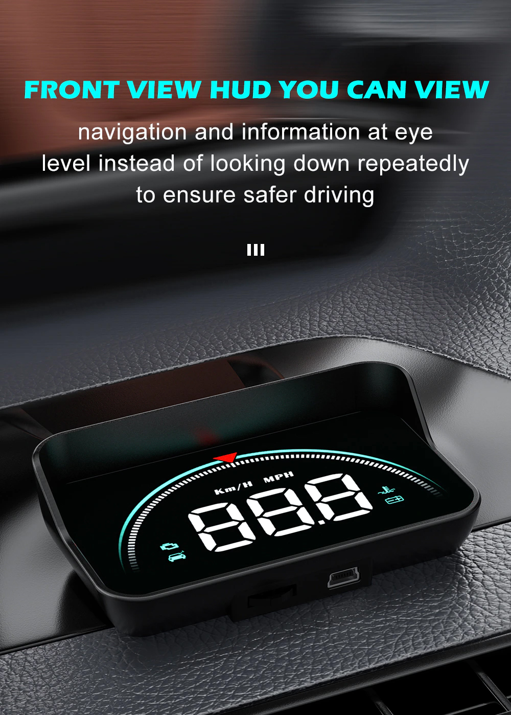 Geyiren M8 OBD2 HUD Head-up Display Car Digital Speedometer Smart System Speed Mileage Water Temp RPM Projector for Car Glass