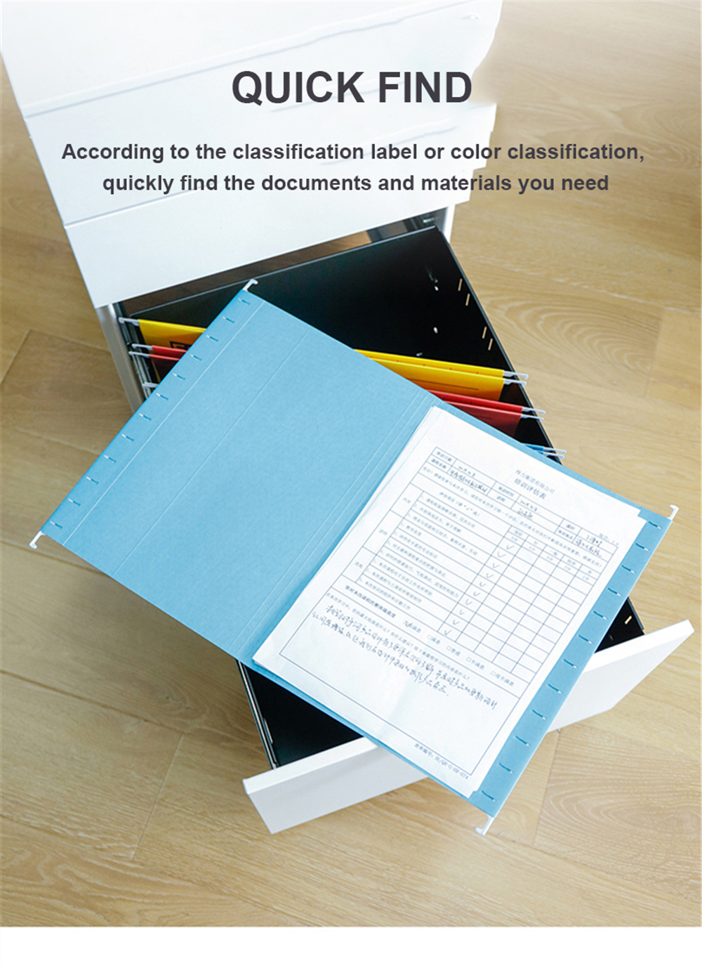 Deli 5468 A4 Suspension File Folder Quick Labor Classisfication Clip Paper Organizing Four Colors File Storage For Office School Stationery
