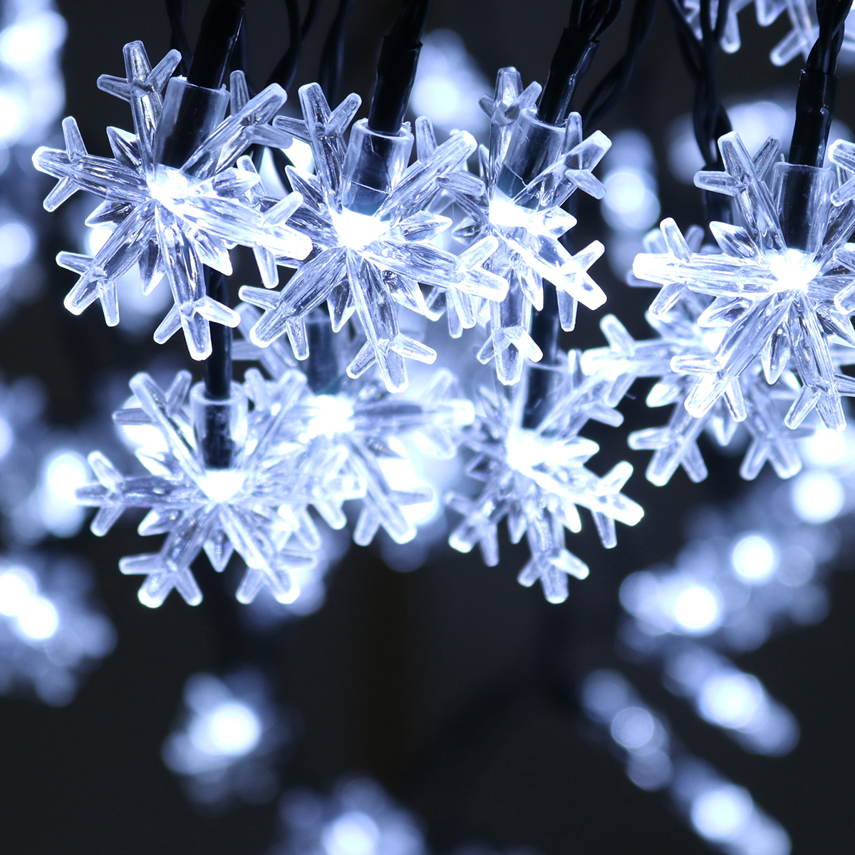 5/6.5/9.5/10M Solar Powered Snowflake String Fairy Lights Xmas Garden Outdoor Party Decor Lamp