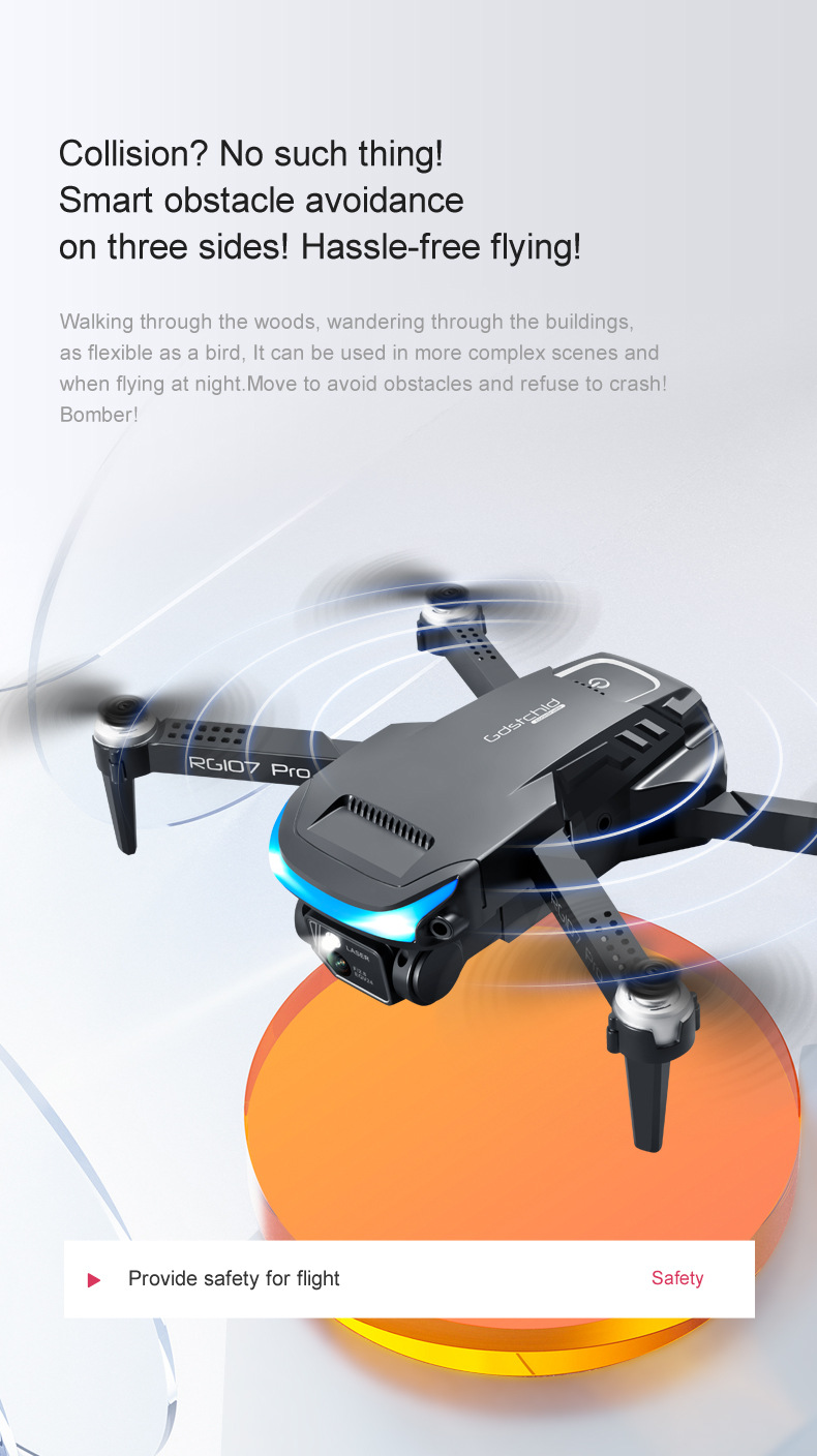 RG107 RG-107 PRO 5G WiFi FPV with 4K HD ESC Dual Camera Obstacle Avoidance Optical Flow Positioning Foldable RC Drone Quadcopter RTF