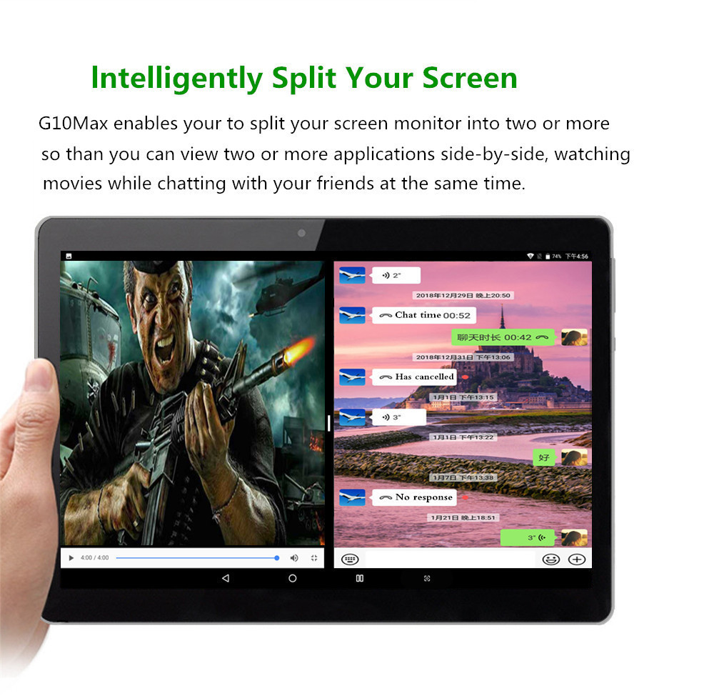 Original Box Binai G10Max 64GB MT6797X Helio X27 Deca Core 10.1 Inch Android 7.1 Dual 4G Tablet Black