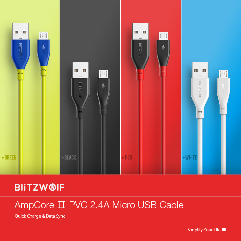 BlitzWolf® AmpCore Ⅱ BW-MC11 2.4A Micro USB Charging Data Cable 3.33ft/1m