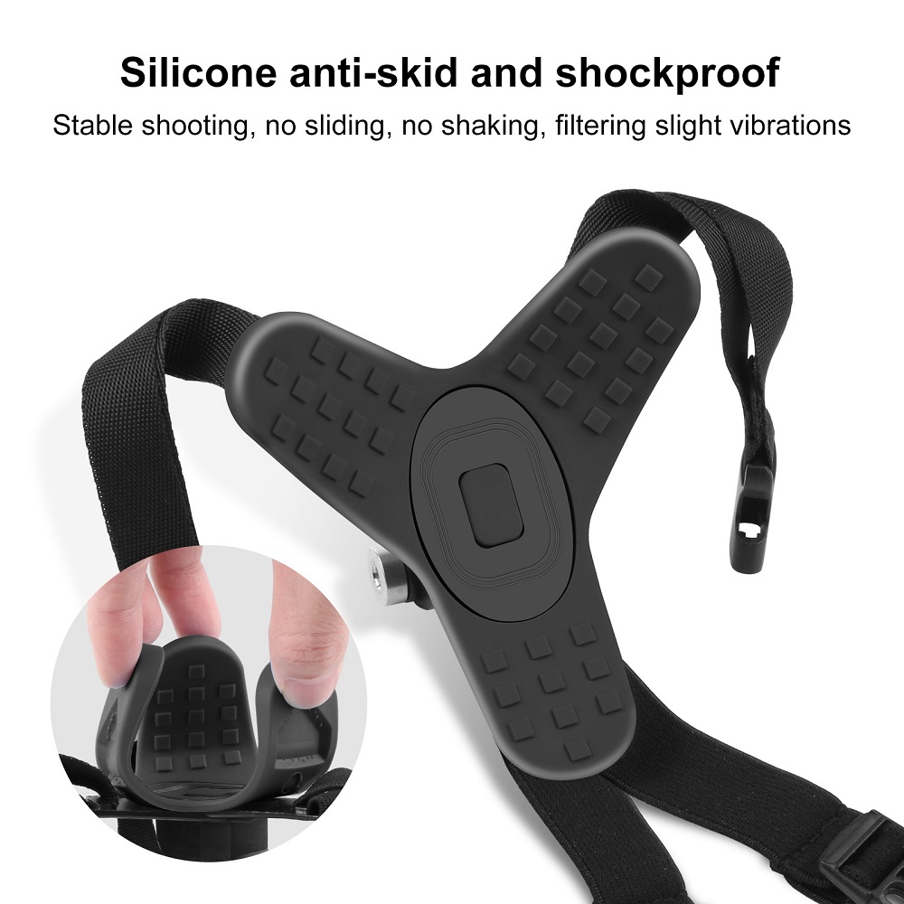 PULUZ Motorcycle Helmet Chin Strap Mount with Silicone Pad for GoPro DJI Osmo Action Cameras