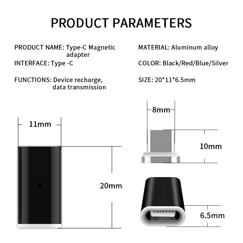 Bakeey LED Mini Magnetic Type-C Adapter For Huawei P20 Xiaomi mi8 Pocophone f1 Oneplus 6T S9 Note9