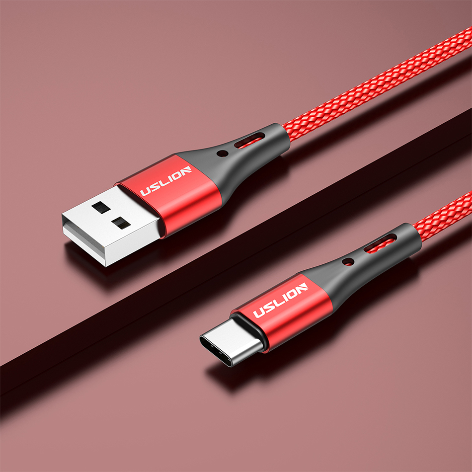 USLION 3A Type C High Density Weaving Fast Charging Data Cable For Samsung Galaxy S22 S22 Ultra Galaxy Z Flip 4 For Xiaomi Mi 12T Redmi Note 12 Huawei P50