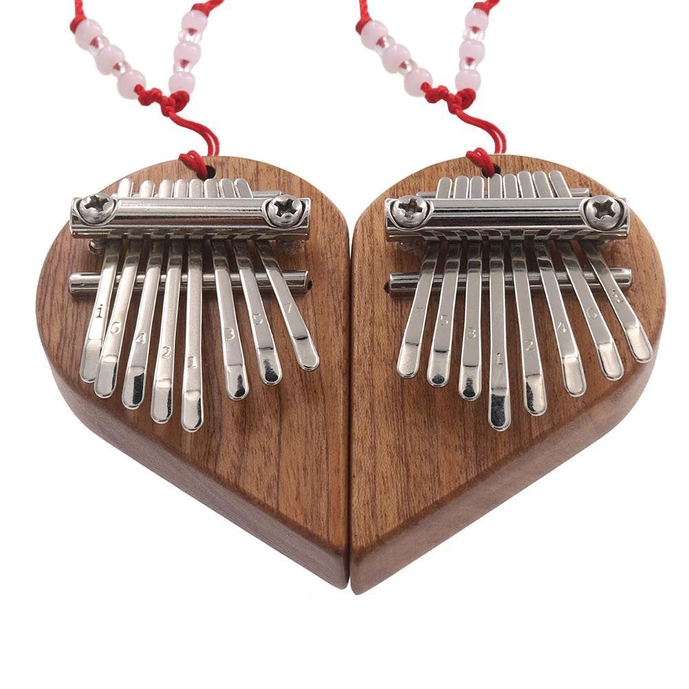 8 Tone Mini Kalimba Mini Love Heart Shape Thumb Piano Wood + Metal Material Kalimba For Beginners/Gifts