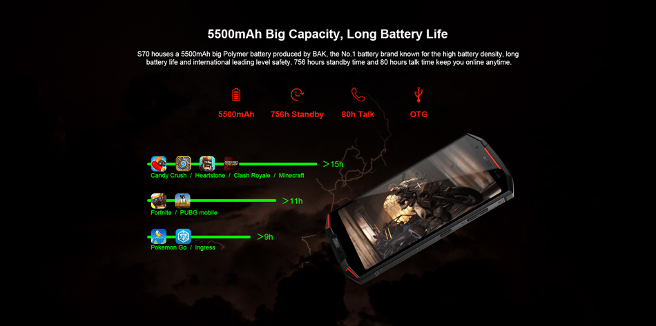 DOOGEE S70 Global Bands 5.99 Inch IP68 6GB RAM 64 GB ROM Helio P23 4G Gaming Rugged Smartphone