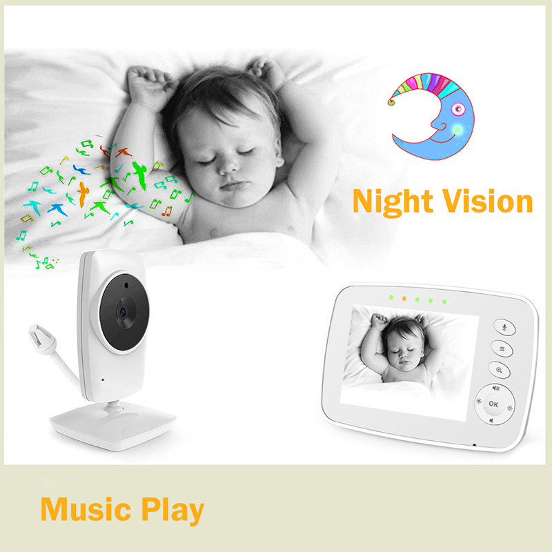 SM32+ 3.2 inch Baby Monitor Wireless Night Vision Two-way Talk Alarm Setting Lullaby Music Temperature Monitoring Camera Baby Security Monitoring Camcorder
