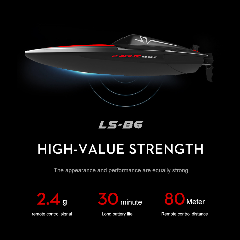 LSRC B6 2.4G RC Boat High Speed Racing Rowing Waterproof Rechargeable Vehicles Models Electric Radio Remote Control Boat Toys Boys Children Gift