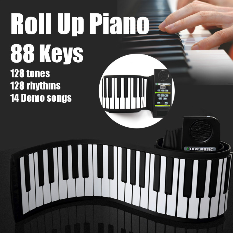 88 клавиш Свернутое фортепиано Цифровая тональная электронная мягкая клавиатура пиано MIDI Педаль сустейна