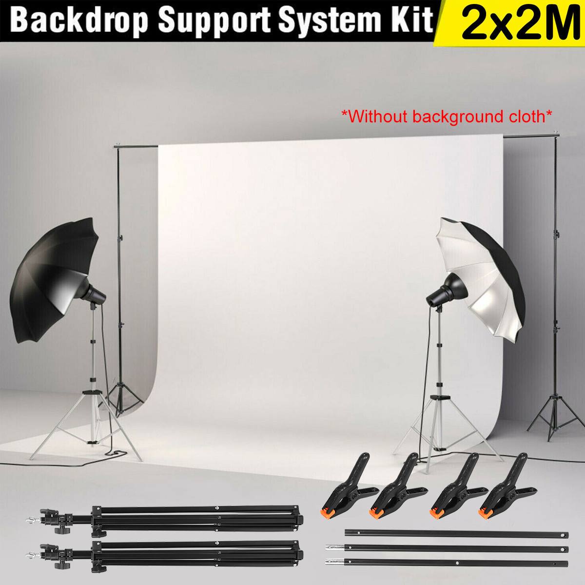 Aluminum Background Stand Photography Studio Backdrop Bracket Support System Kit