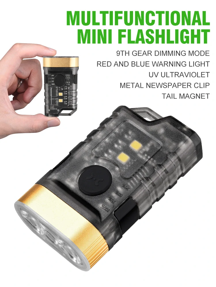 Saldi Mini torcia portachiavi a 3 LED mini LED con luce laterale UV e  multicolor ricaricabile tramite USB per campeggio, emergenze, lavoro di  manutenzione con luce magnetica - Banggood Italia Mobile