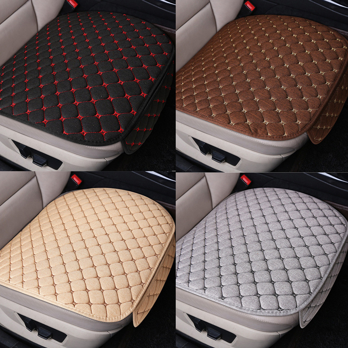 3pc Universal Breathable Fabric Car Rear/Front Seat Cover Cushion Pad Chair warm