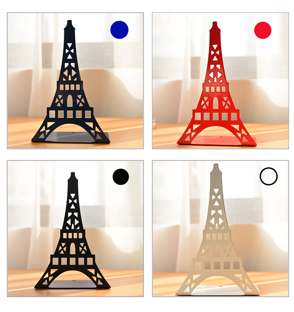 Bookend Fashion Eiffel Tower Design Bookshelf Large Metal Bookend Desk Holder Stand  for Books Organizer Gift Stationery