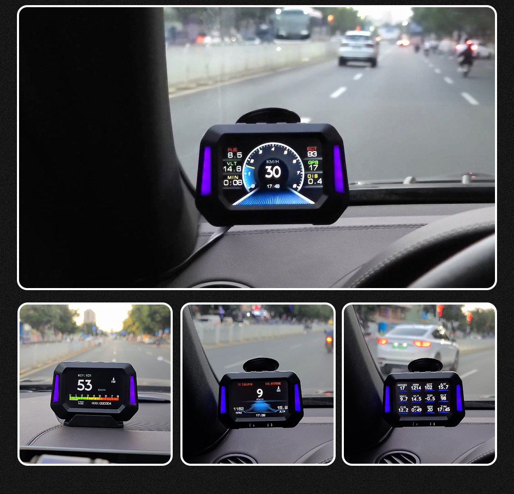 GEYIREN P21 HUD Head Up Display OBD 3.5inch Car Overspeed Warning Inclinometer Auto Electronic Voltage Alarm