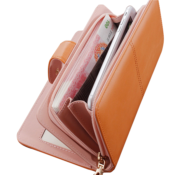 

Women Hasp Long Wallet Two Fold Purse Card Holder Coin Bags 5.5'' Phone Clutches Bags