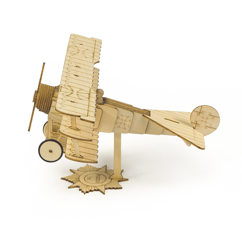 Dancing Wings Hobby VC05 1:38 Mini Fokker-Dr1 Static Model DIY Wooden Toys Puzzle Airplane
