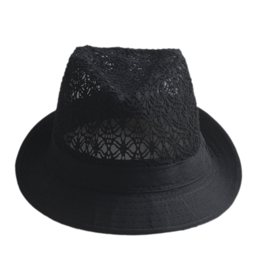 

Men Women Wide Brim Fedora Jazz Hat Hollow Top Summer Beach Cap Jazz Gentleman Hats