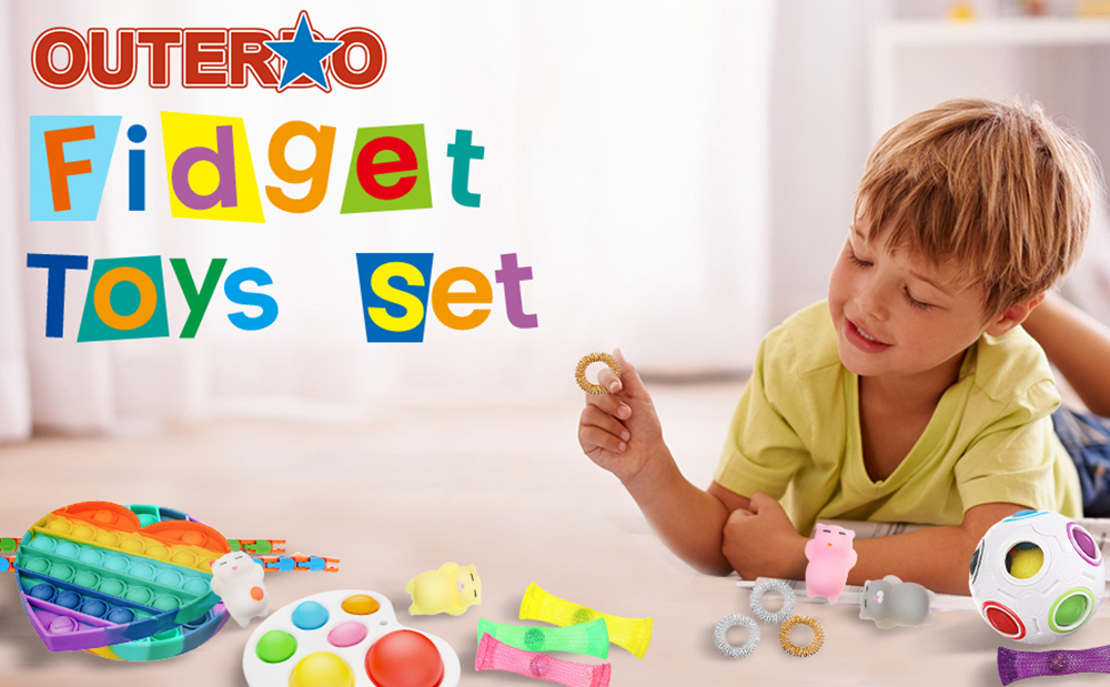 CHARMINER 4/20Pcs Colorful Fidget Toy Set Rainbow Squeeze Widget Stress Relief Antistress Bubble Fidget Sensory Toy Artifact for Kids Adults Creative Gifts