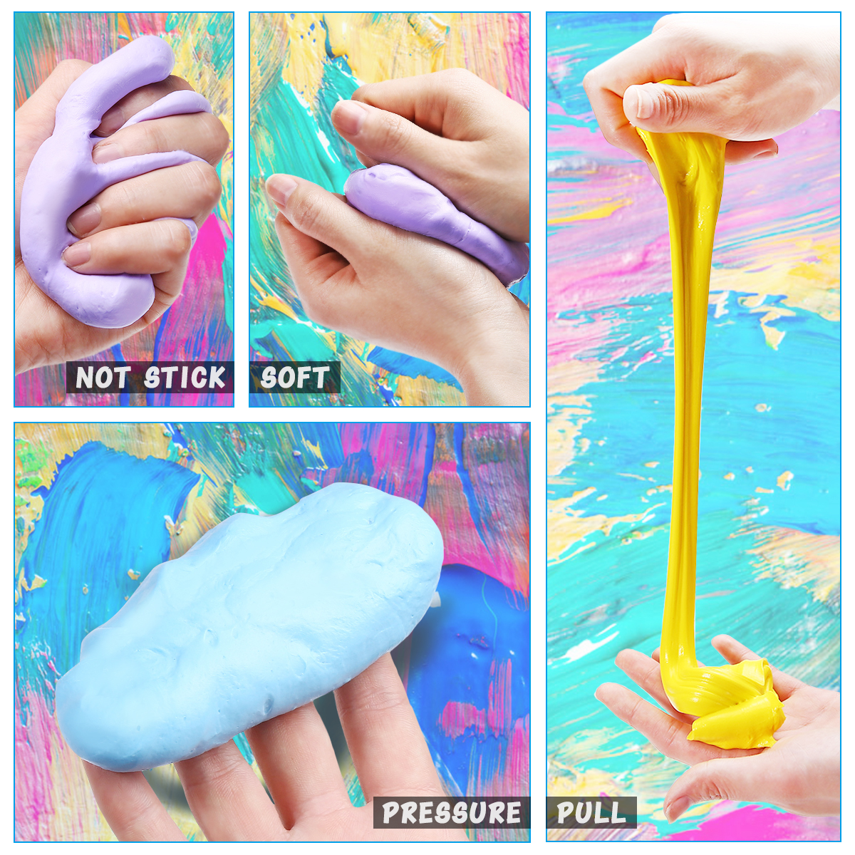  4PCS Colorful Mud Non Toxic Puff Slime DIY Environmental Toy