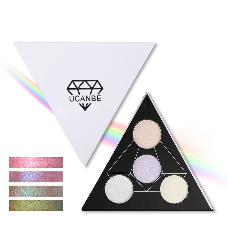 UCANBE Triangle Eyeshadow Palette Makeup Glow Highlighter Shimmer Face Brighten Eye Shadow