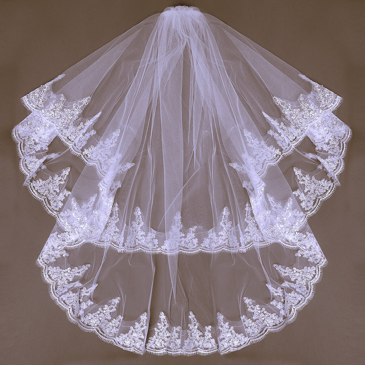 

2 слоя кружева вышивки бисером жемчужного края свадебный свадьба локоть вуаль с гребнем