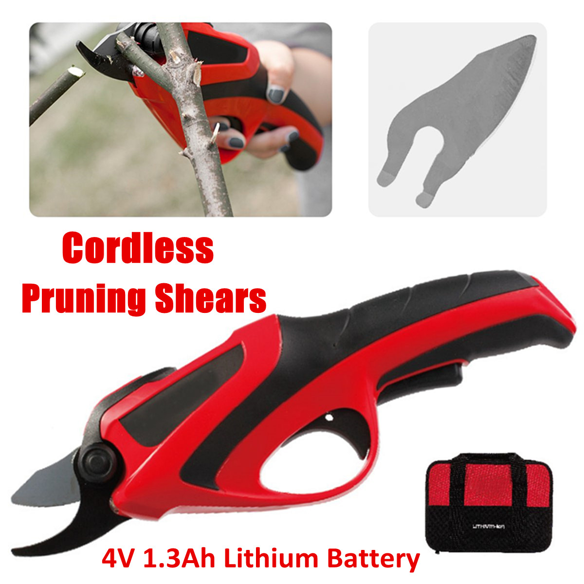 220-240V Rechargeable Electric 3.6V Battery Cordless Secateur Branch Cutter Pruning Shears 50
