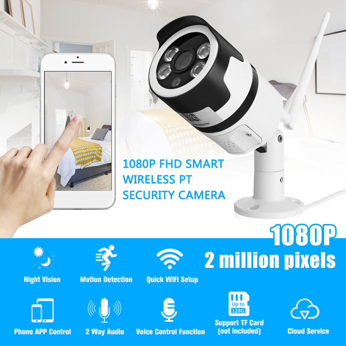 1080P 2MP WiFi Home Security IP Camera Motion Detection Night Vision For Alexa Echo 9