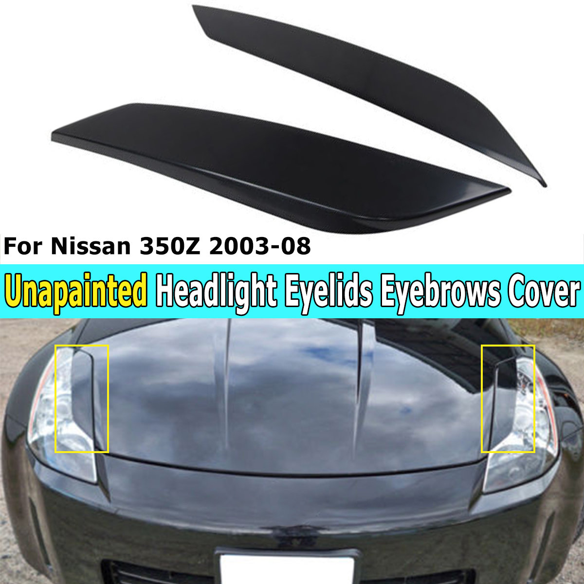Unpainted ABS For Nissan 350Z Coupe Front Eyelids Headlight Cover