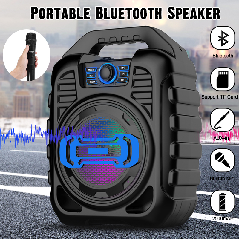 Bakeey Wireless Bluetooth Speaker Kalaoke Colorful Light Stereo TF Card FM Radio Portable Speaker 8