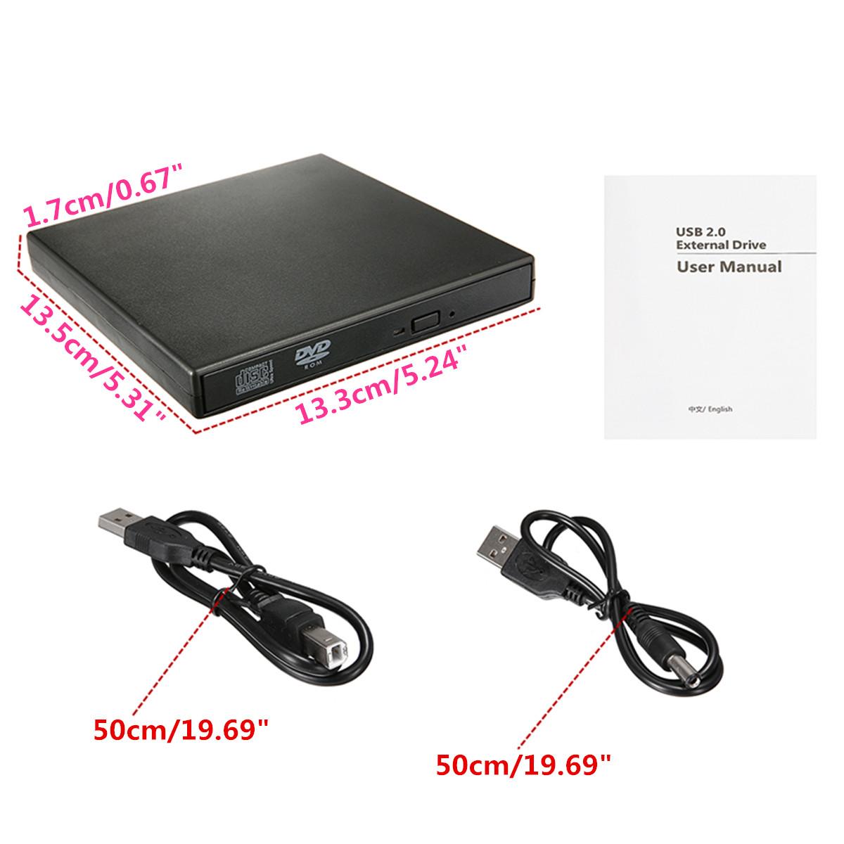 External DVD Optical Drive Combo USB 2.0 CD Burner CD/DVD-ROM CD-RW Player Slim Portable Reader Recorder For Laptop PC