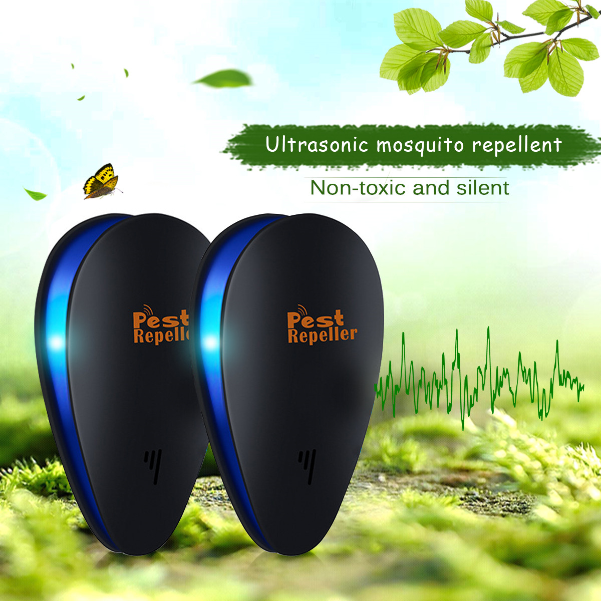 GARPROVM 4Pcs Ultrasonic Insect Repellent Electronic Mosquito Mice Fly Contro Outdoor Camping Garden