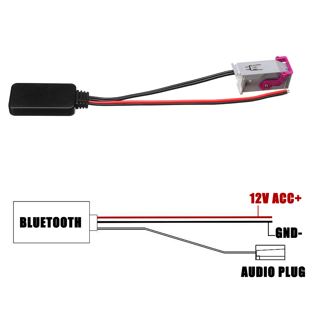 12V 32 Pin Plastic Bluetooth Adapter Aux Cable For A3 A4 A6 A8 TT R8 RNS-E