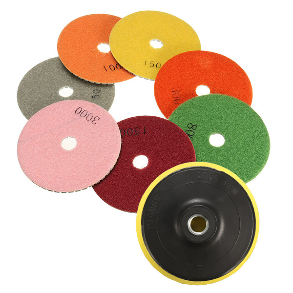 

7pcs 4 Inch Diamond Polishing Pads With Backer Pad For Granite Tile Marble Concrete Stone