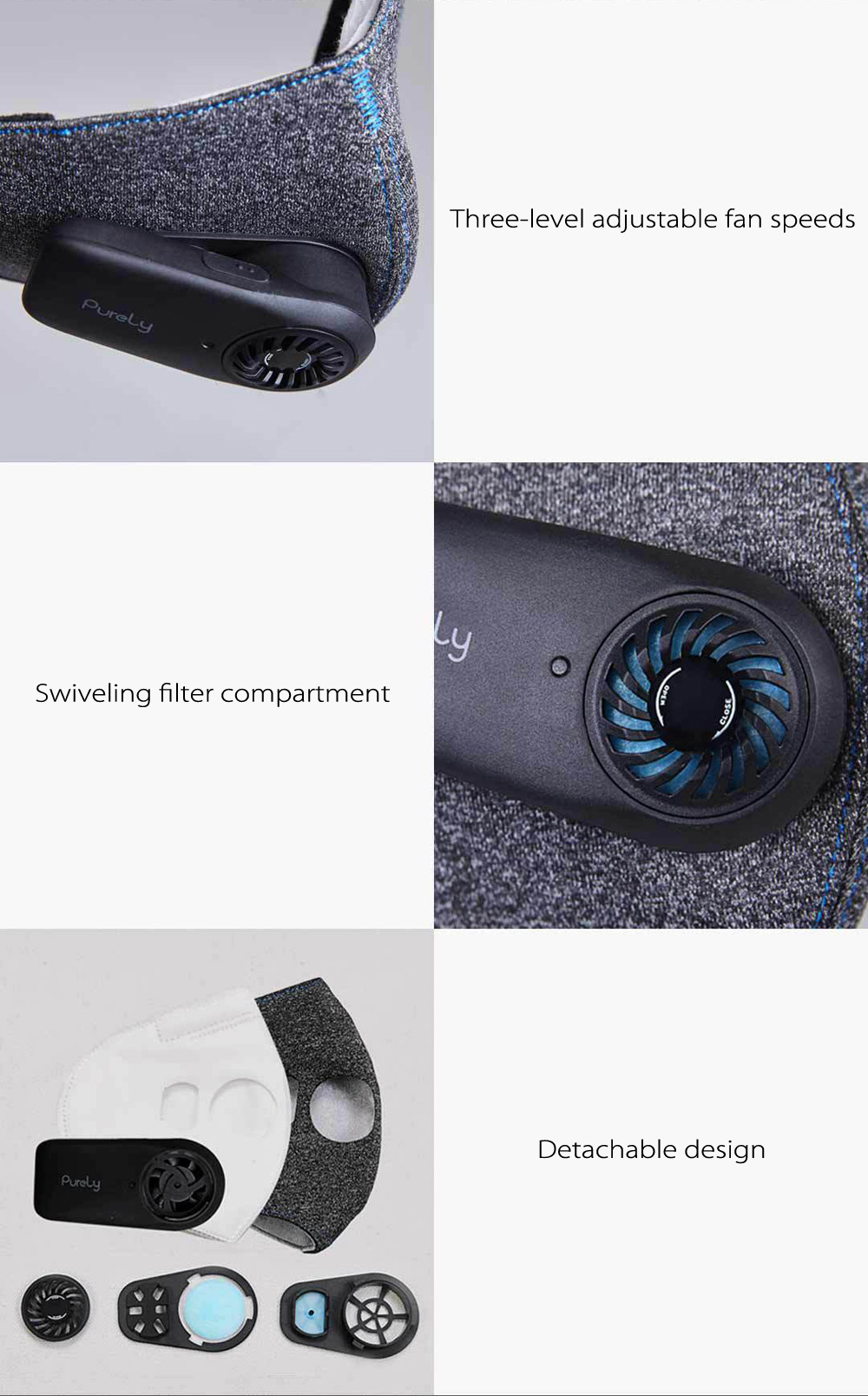 Xiaomi Purely KN95 Anti-Pollution Air Mask with PM2.5 550mAh Battreies Rechargeable Filter