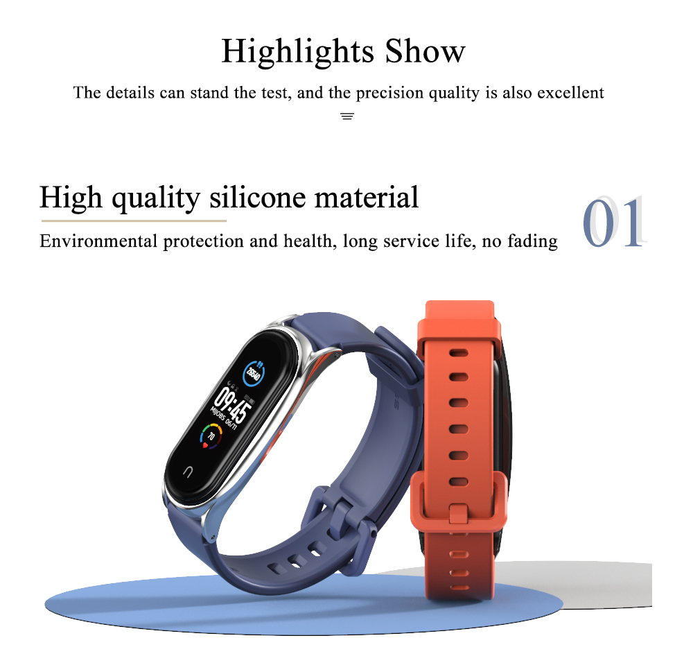 MIJOBS TPU Silicone Replacement Watch Strap Metal Case Cover for Xiaomi Mi Band 5