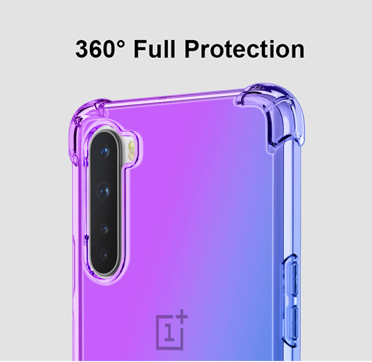Bakeey for OnePlus Nord Case Gradient Color with Four-Corner Airbags Shockproof Translucent Soft TPU Protective Case