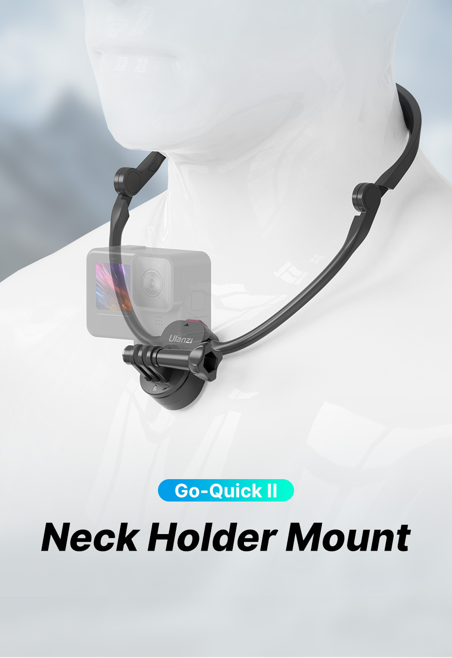 Ulanzi Go-Quick II Neck Holder Mount Lanyard Strap Foldable Stand for GoPro Hero 10 9 8 7 6 5 Insta360 OSMO Action Sports Camera