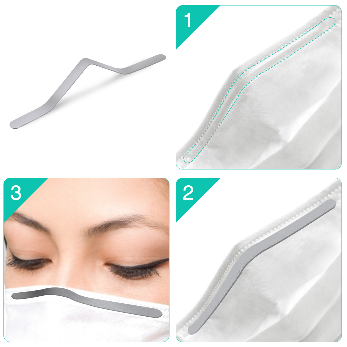 CHARMINER 100pcs Nose Bridge Strip DIY Face Mask Nose Clips Aluminum Nose Bracket Pads for Face Mask