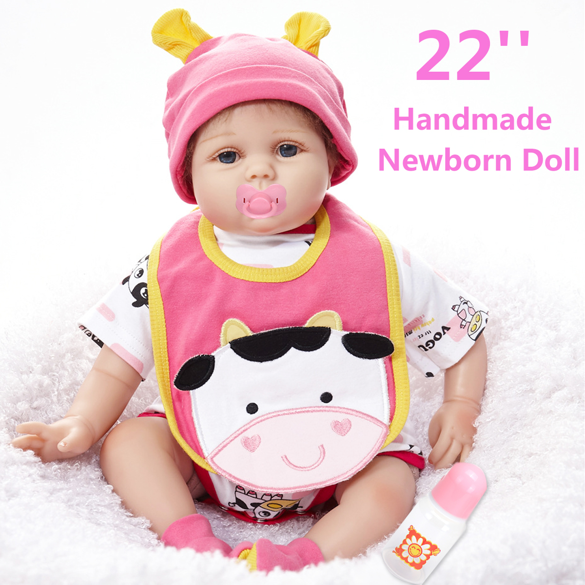 

Silicone 22inch Reborn Baby Dolls Girl Lifelike Baby Newborn Doll Handmade Gift