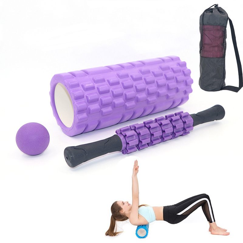 

KALOAD 33x14cm Yoga Column Fitness Foam Roller Exercise Tools Gym Massage Six Gear Muscle Roller Single Fascia Ball With Storage Bag